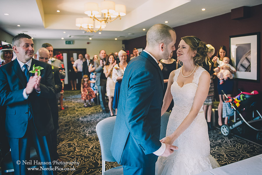 Bride & groom getting married at Milton Hill House Wedding