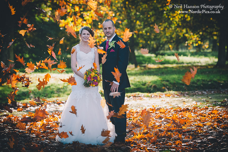 Natural autumnal wedding confetti at Milton Hill House