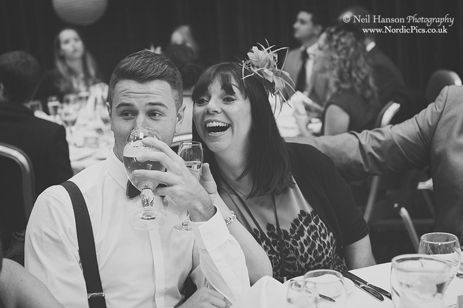 Guests laughter at the wedding speeches