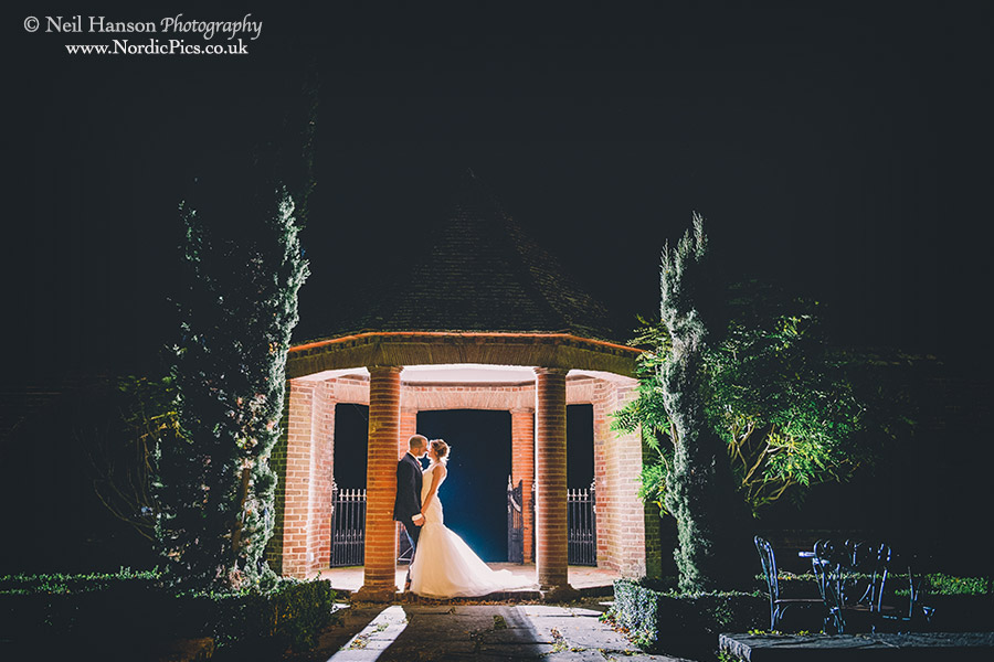 Creative night time portraits at Milton Hill House Wedding