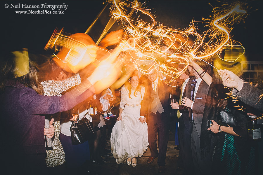Sparklers at an Ufton Court Wedding