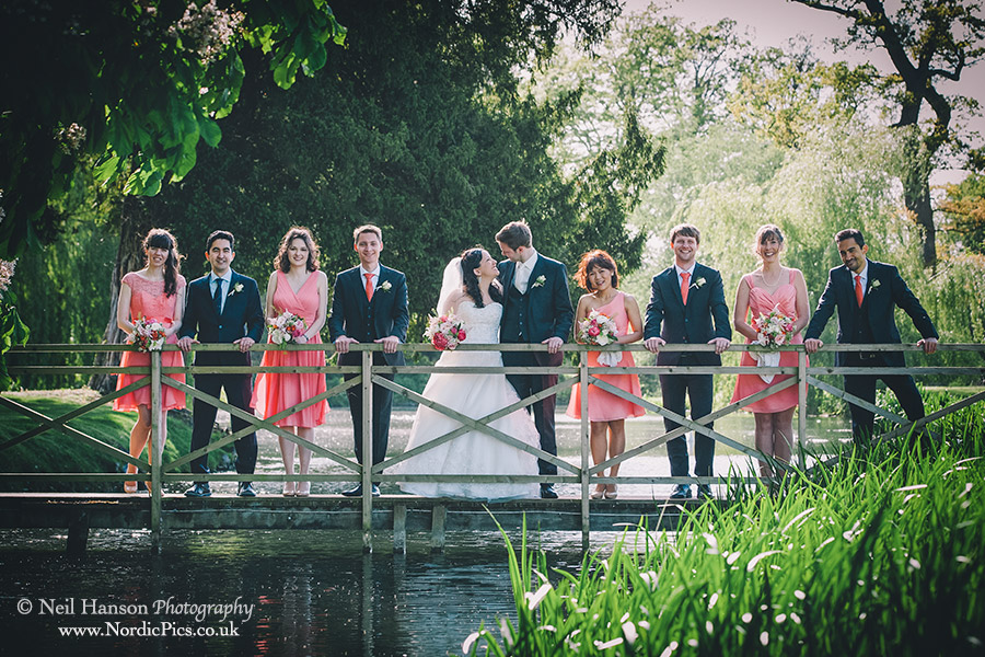 Wedding party on the bridge at Ardington House