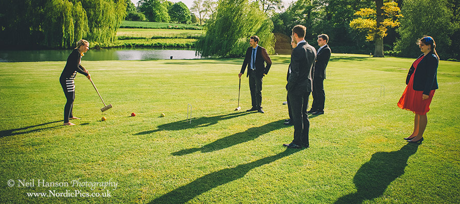 Wedding guests playing croquet at Ardington House Wedding 
