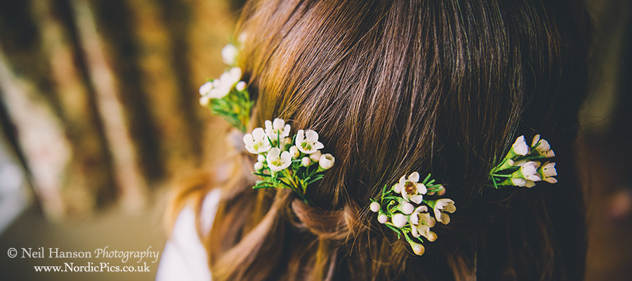 Wedding flowers in bridesmaids hair