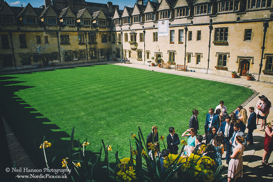 Guests arriving for a Wedding at Brasenose College