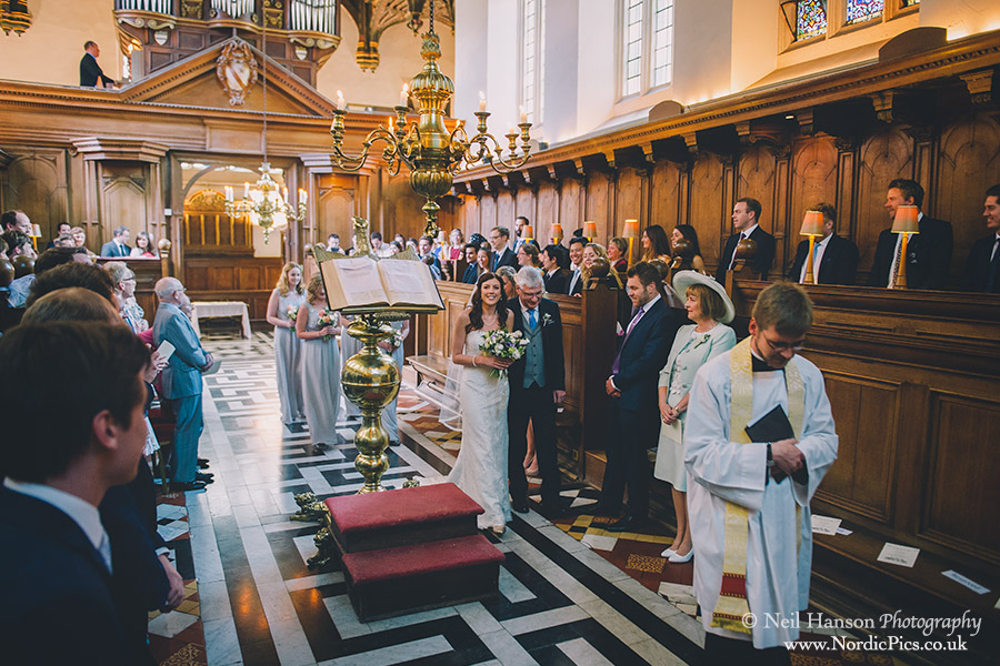 Bride greeted by her Groom at a Brasenose College Wedding