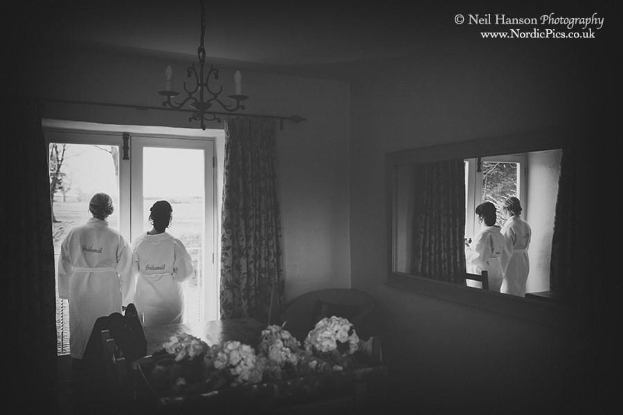 Bridesmaids getting ready at Caswell House
