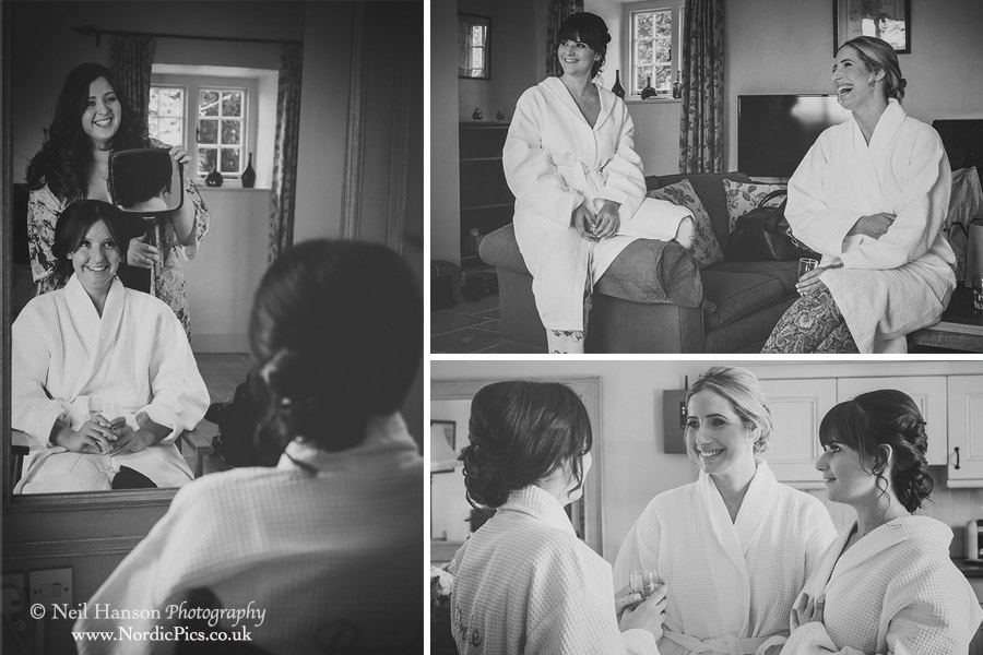 Bride & Bridesmaids enjoying their morning preparations at Caswell House