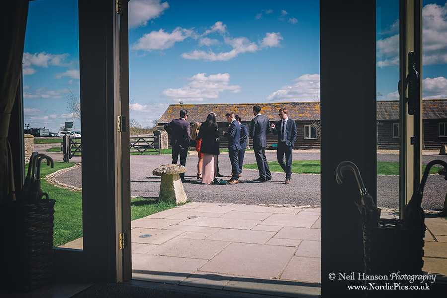 Guests arriving at Caswell House for an April Wedding