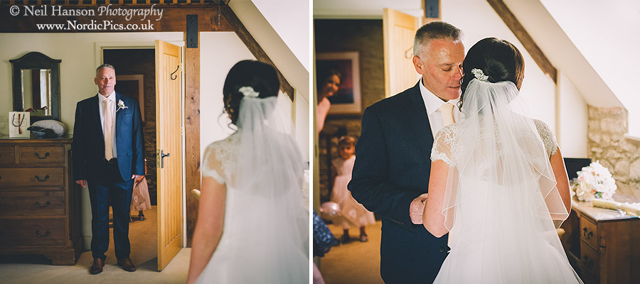 Father of the Bride sees his daughter for the first time in the Dress