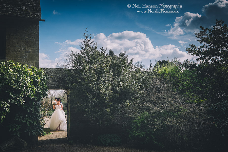Bride and Groom on their Wedding day in the Cotswolds at Caswell House