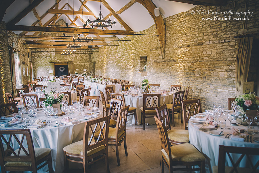 Caswell House Wenmans Barn set up for the Wedding Breakfast