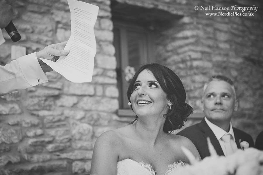 Brides reaction to Grooms speech at Caswell House