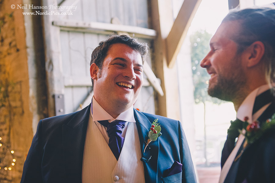 Groom & best man enjoy a laugh before the wedding begins