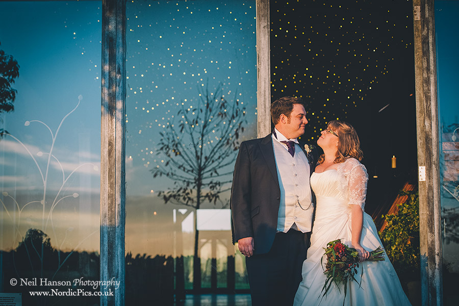 Bride and Groom on their Wedding day at Cripps Stone Barn in Gloucestershire