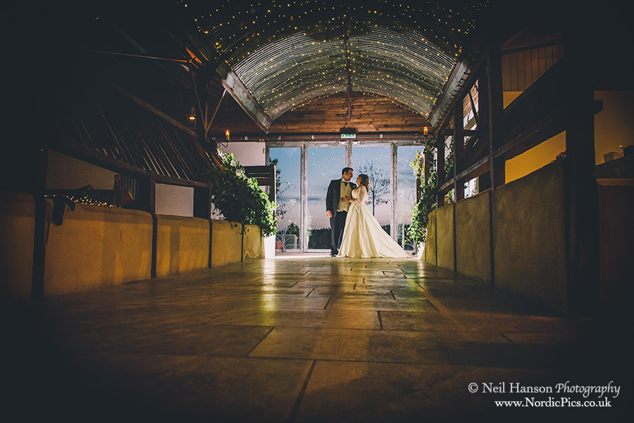 Bride and Groom inside the Stone Barn