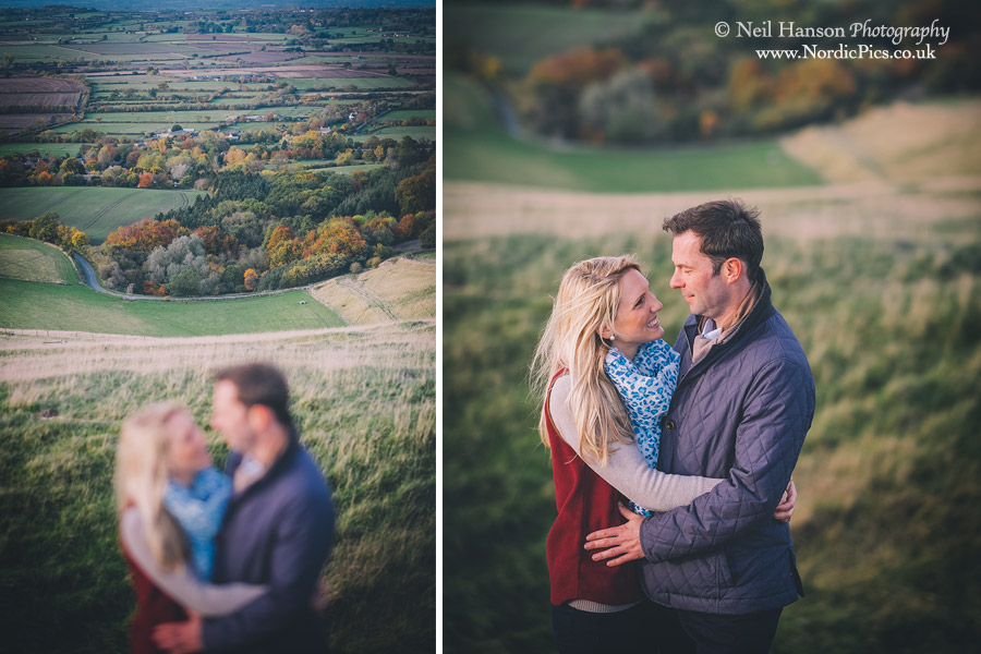 Couple at the White Horse Hill during their engagement portraits session