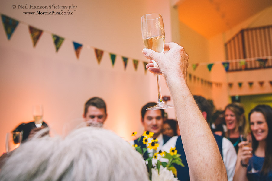 Toast to the bride and Groom at a Worton Hall Wedding