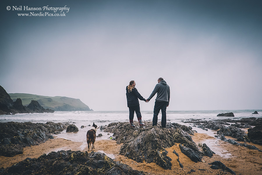 Pre-wedding portraits with dogs in Cornwall by Neil Hanson Photography