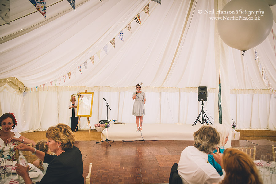 Bride and Groom announced into the Marquee for their Wedding Breakfast
