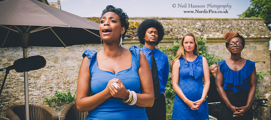 Gospel choir sing at a Caswell House same sex wedding in the Cotswolds