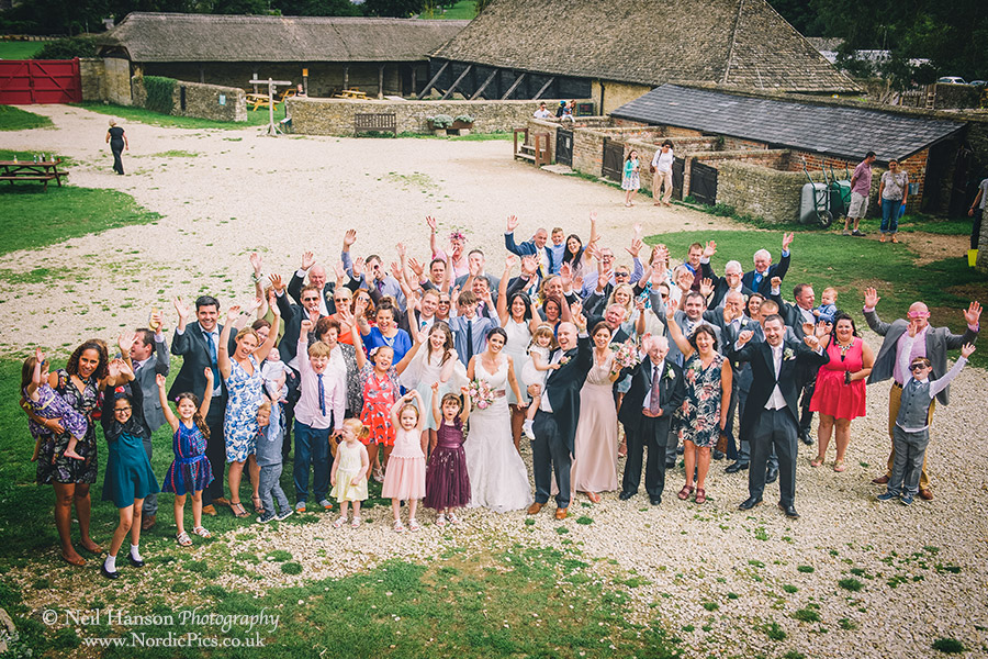 Whole Wedding party at Cogges Farm
