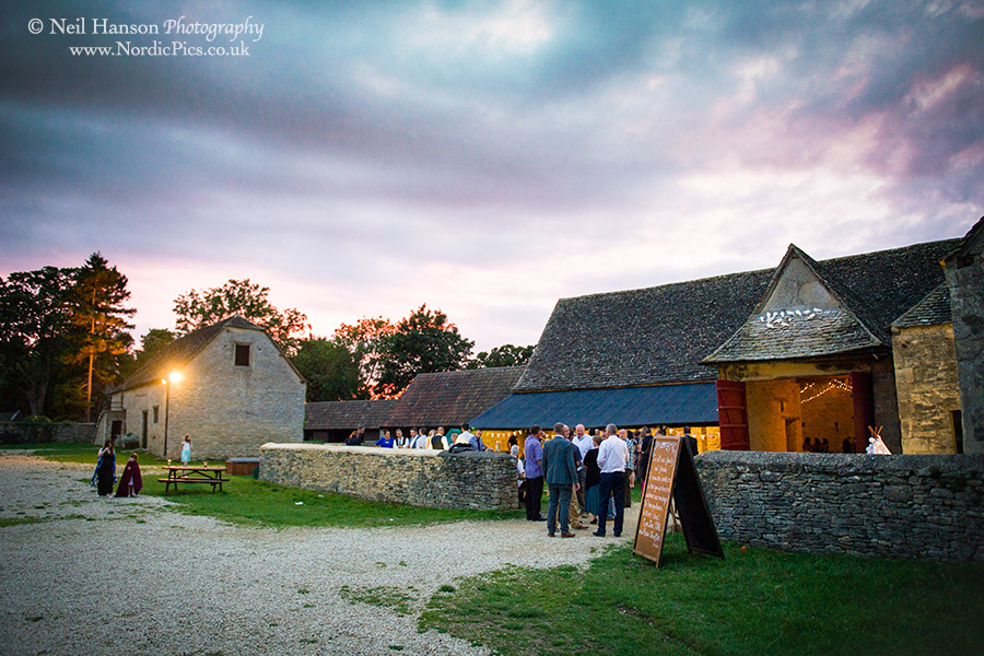 The sun sets on a Cogges Farm Wedding Day