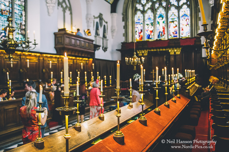 University College Chapel in Oxford set up ready for a Wedding Ceremony