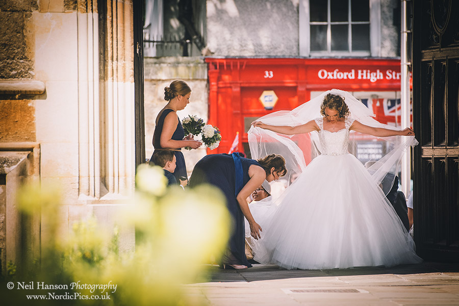 Final preparations for the bride before her wedding at University College