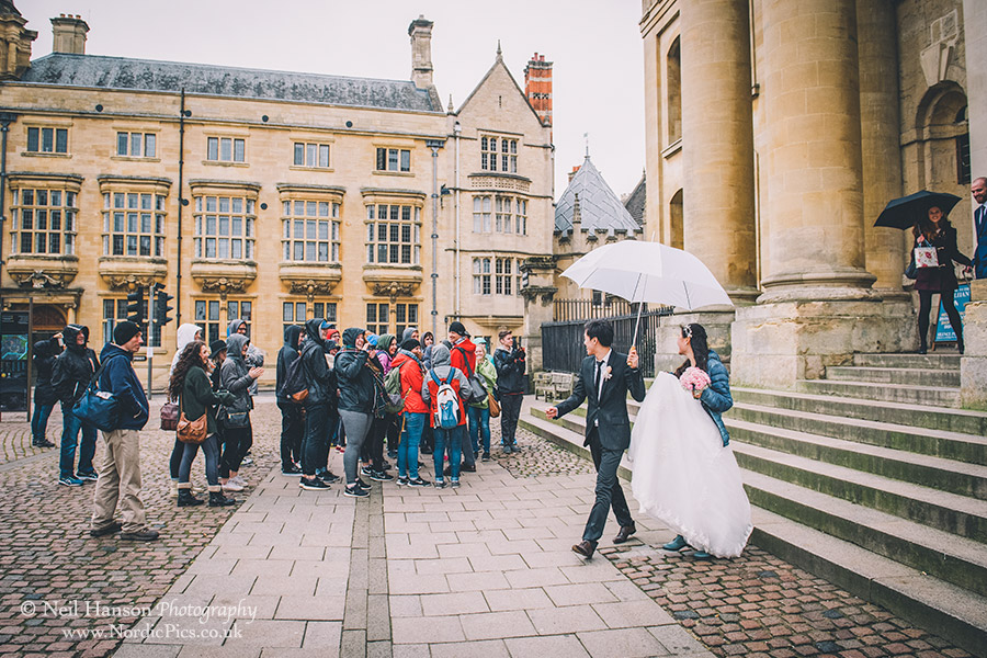 Bride and Groom walking in Oxford