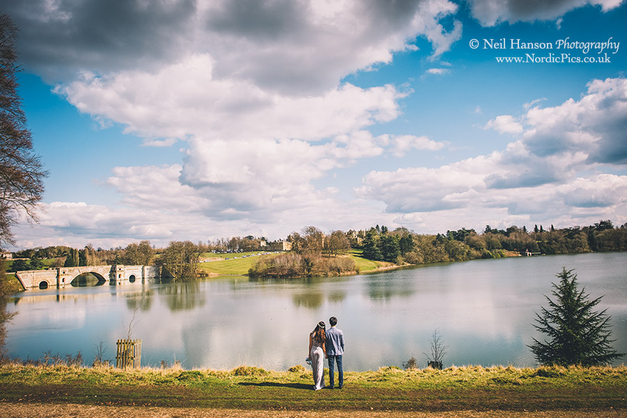 Bride and Groom with a magnificent view of Blenheim