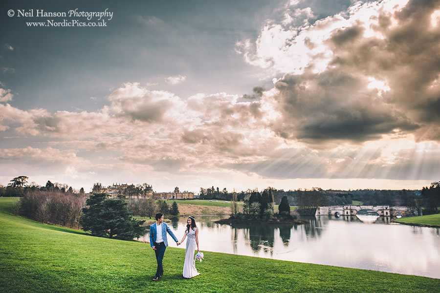 Bride and Groom in Blenheim Grounds