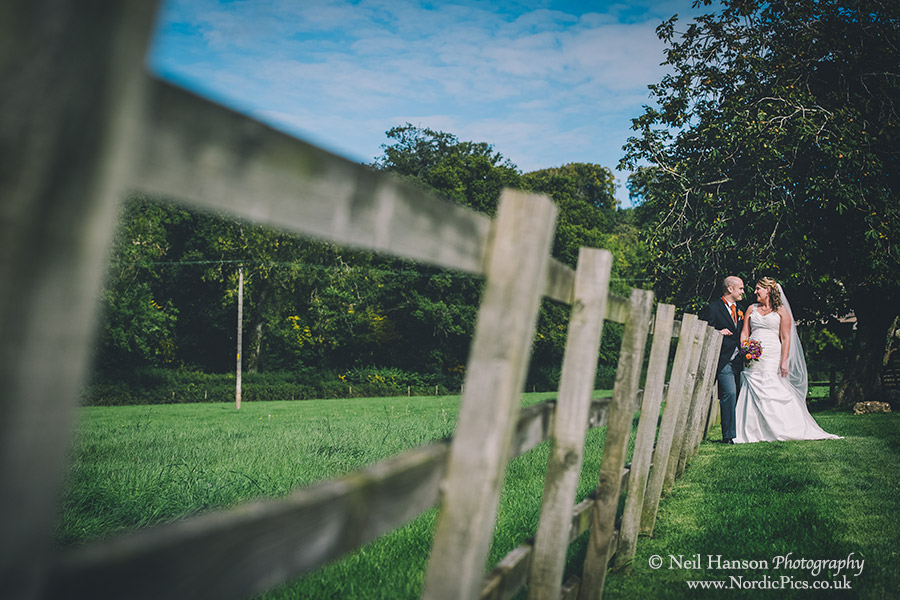 Bride and Groom on their Wedding day at Hyde Barn Stowe-on-the-Wold
