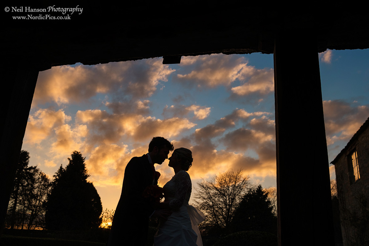 Beautiful Wedding day sunset at Caswell House