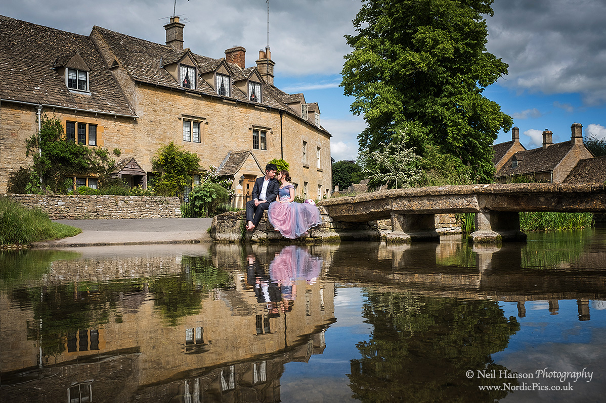 Bride and groom in Lower Slaughter