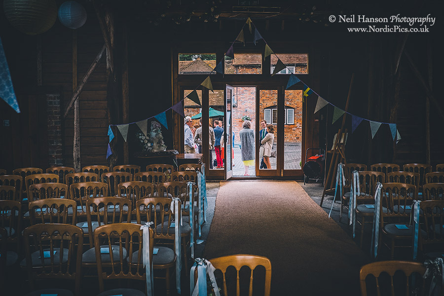 Before the start of the Wedding ceremony at Herons Farm