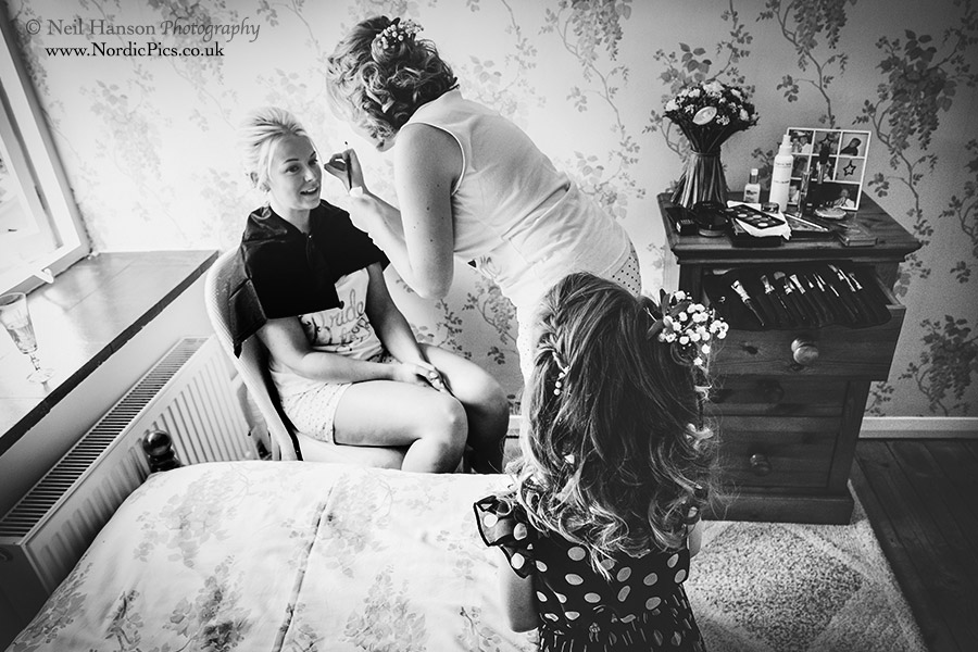 Bride morning preparations before her wedding at Rousham House