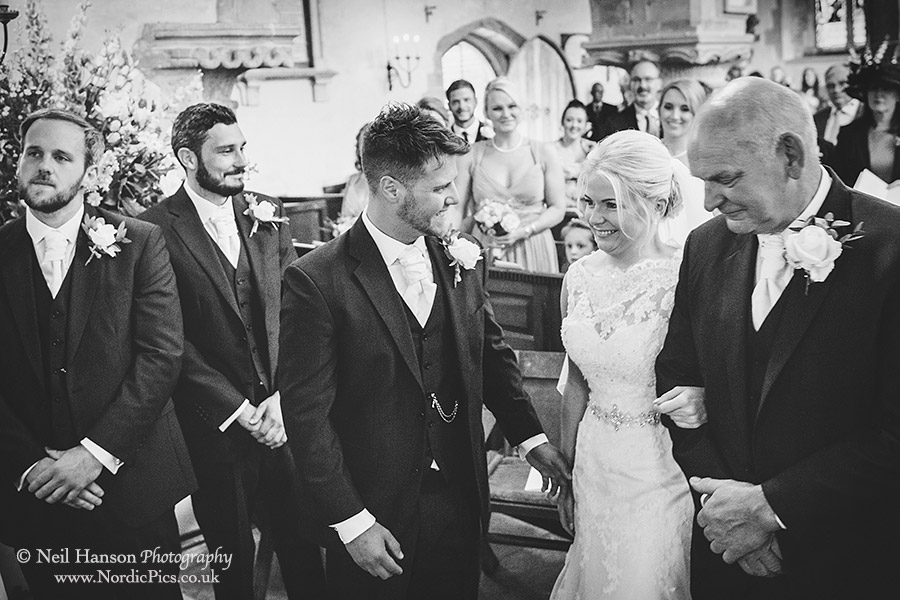 Groom and Bride greet each other on their Wedding day at Rousham Church