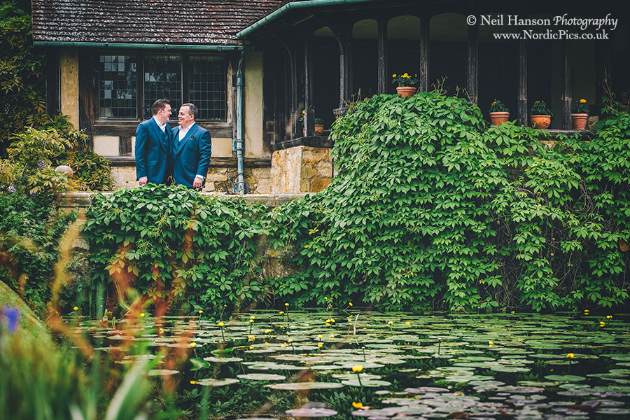 Both grooms enjoying the grounds of Hever Castle before their Wedding