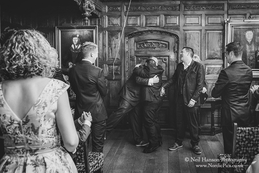 hugs for the newly wed couple at Hever Castle