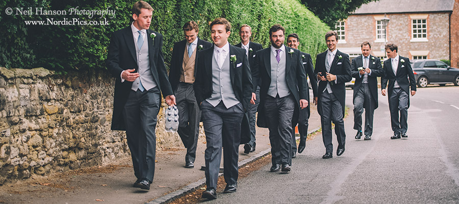 Groomsmen walking to Dorchester Abbey for the Wedding Ceremony