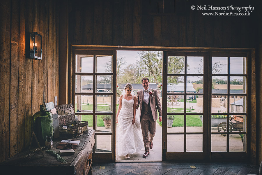 Bride and Groom enter their Wedding Breakfast at Soho Farmhouse
