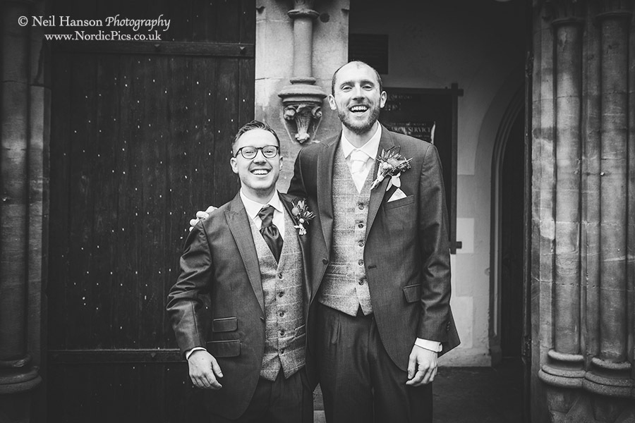 Groom and his best man before the wedding ceremony at The Oxford Oratory