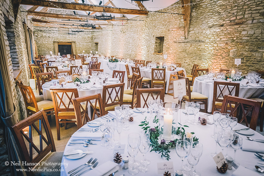 Wedding breakfast room at Caswell House in Winter