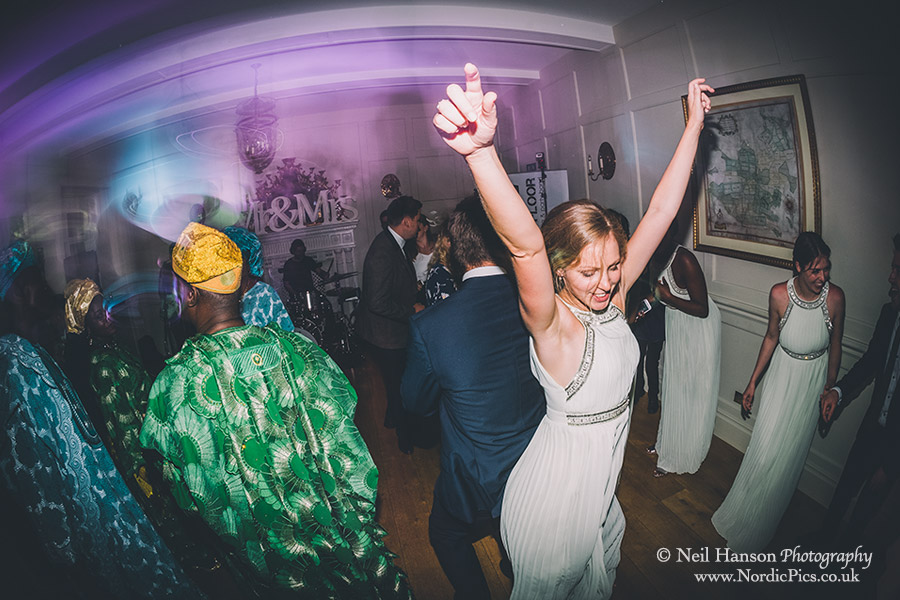 Dancing guest at a wedding at Hampden House