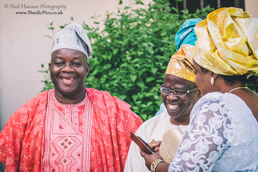 Colourful Nigerian dresses at a Hampden House Wedding