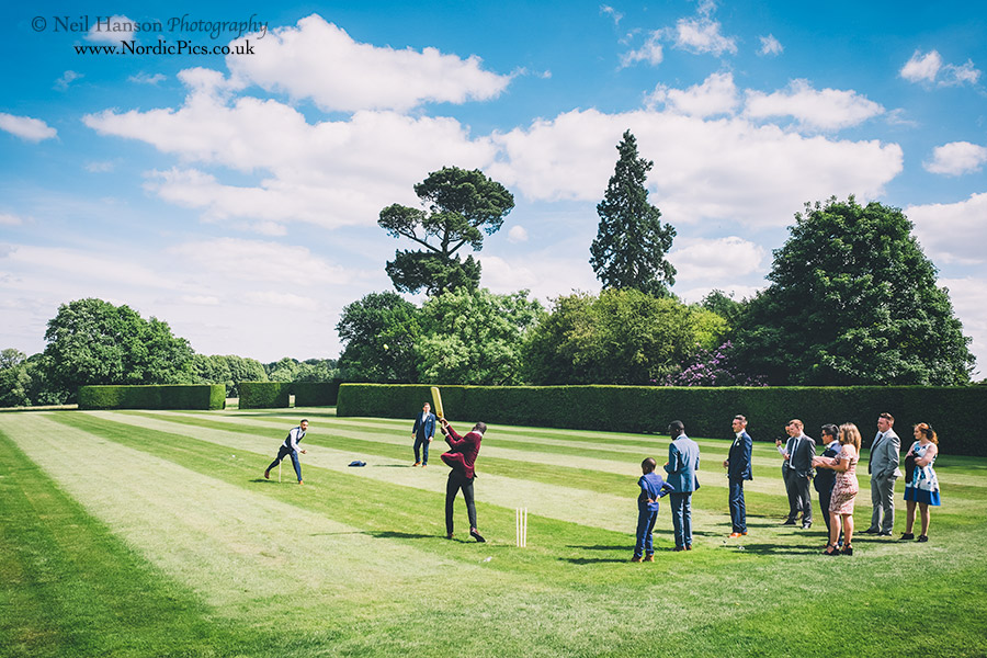 Cricket on the back lawns of Hampden House Wedding Venue