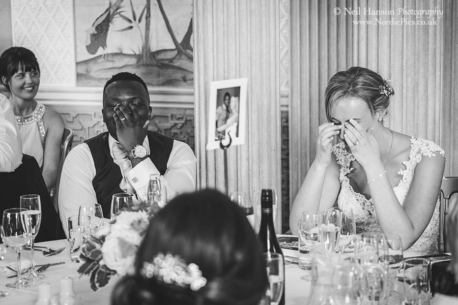 Great reactions from the bride and groom during the speeches