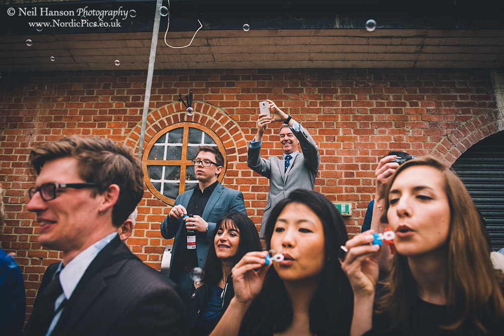 Wedding guests at the Cherwell Boathouse