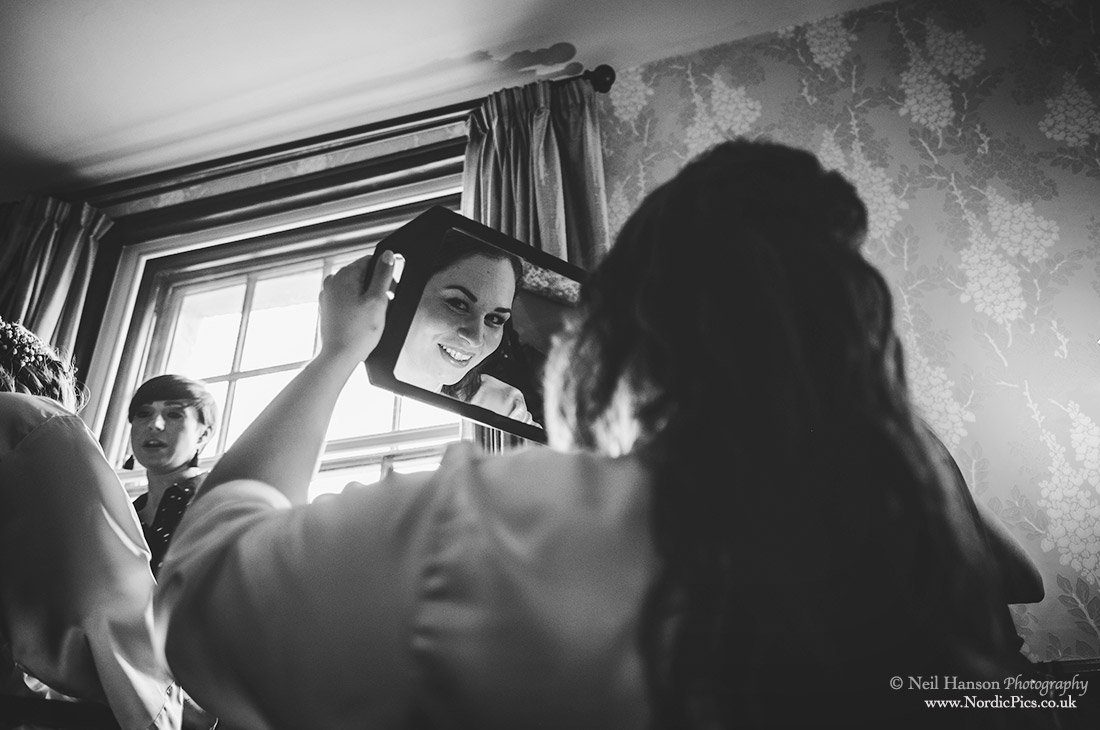 Brides reflection in a mirror at The Crown and Thistle Wedding